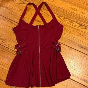 Hot Topic Burgundy Top with Zipper
